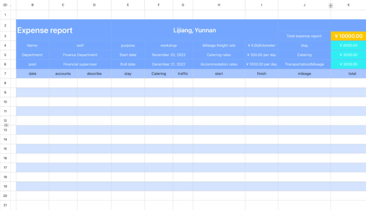 Expense report 1
